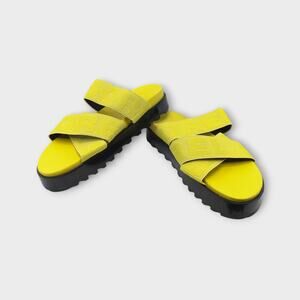 Womens SOREL Yellow Green & Black Roaming Sport Platform Sandals Size 9